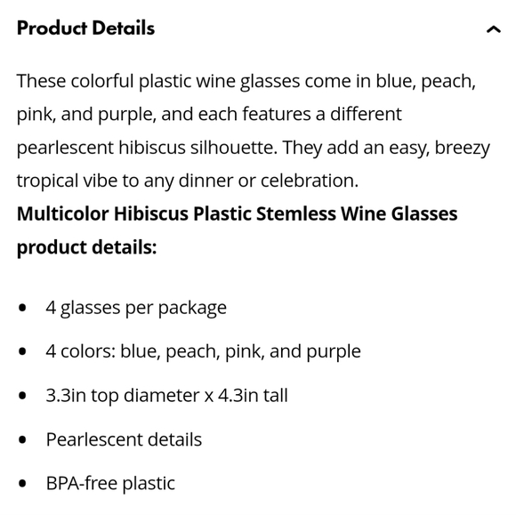 Hibiscus Stemless Wine Glasses (4ct) - Picture 2 of 9